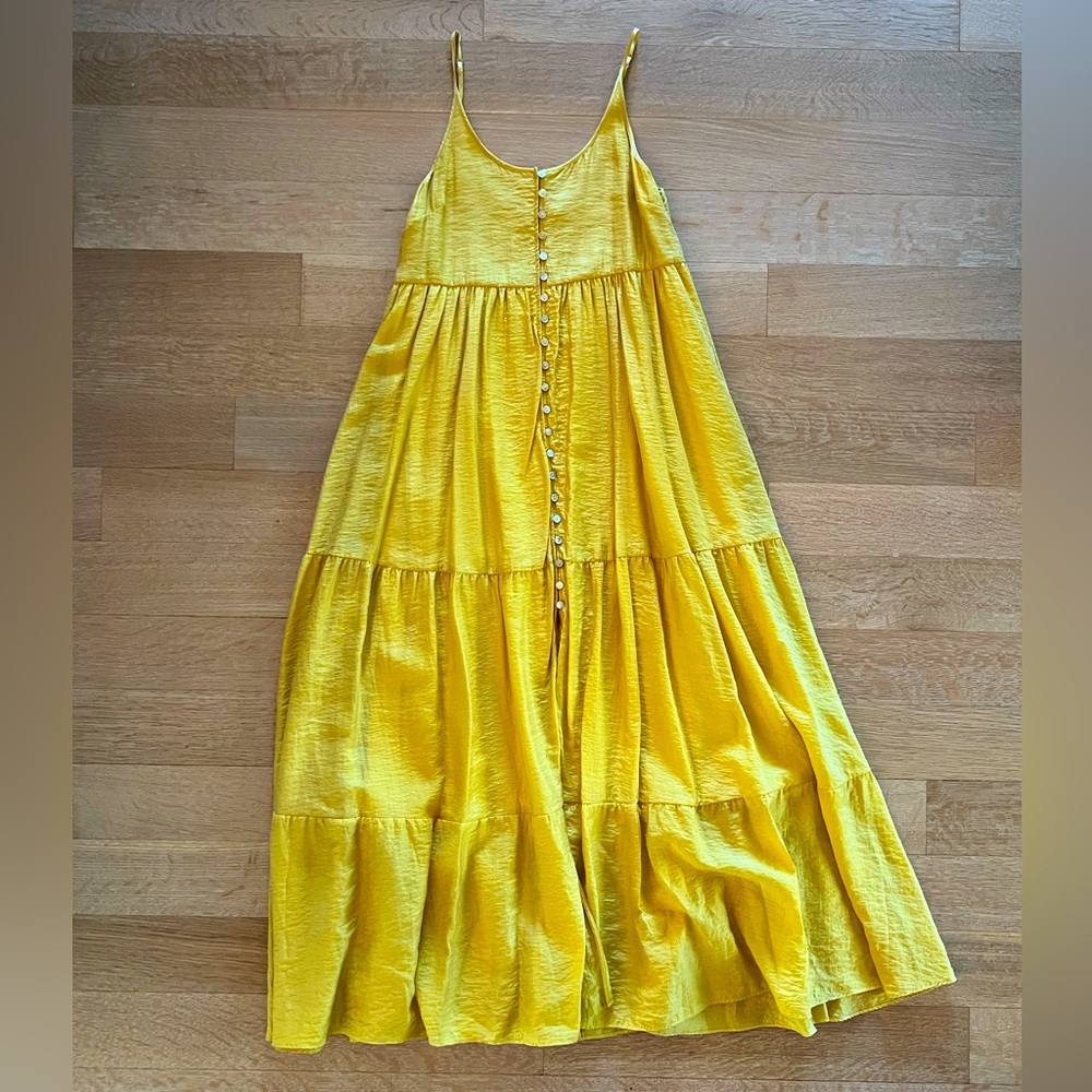 & other stories dress, yellow silk blend